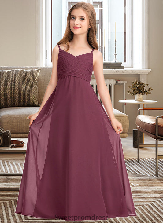 Belen A-Line Sweetheart Floor-Length Chiffon Junior Bridesmaid Dress With Ruffle DHP0013470