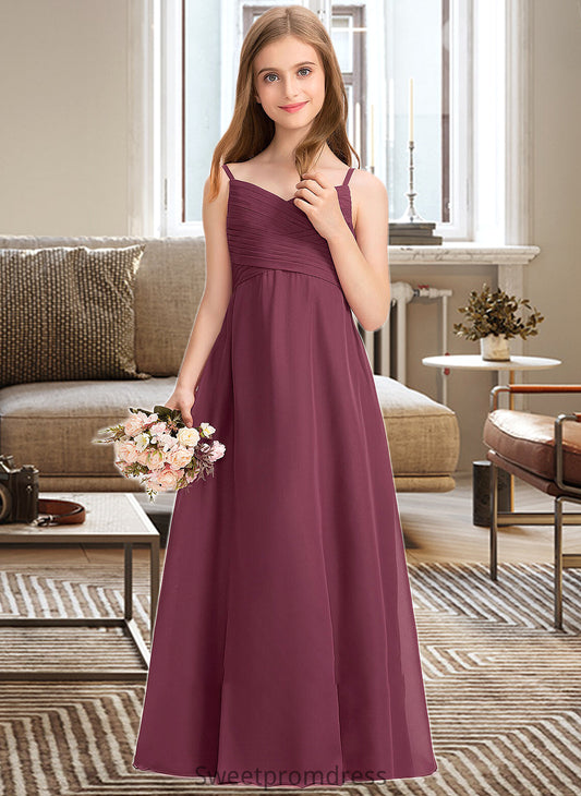 Belen A-Line Sweetheart Floor-Length Chiffon Junior Bridesmaid Dress With Ruffle DHP0013470