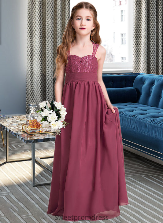 Lillie A-Line Sweetheart Floor-Length Chiffon Junior Bridesmaid Dress With Ruffle DHP0013568