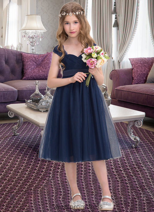 Mareli Empire Sweetheart Knee-Length Tulle Junior Bridesmaid Dress With Ruffle DHP0013590