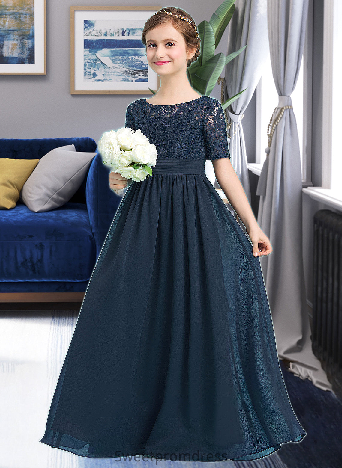 Madelynn A-LineScoopNeckFloor-LengthChiffonJuniorBridesmaidDress#148411 DHP0013631