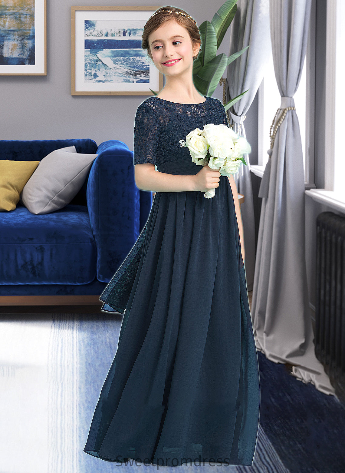 Madelynn A-LineScoopNeckFloor-LengthChiffonJuniorBridesmaidDress#148411 DHP0013631