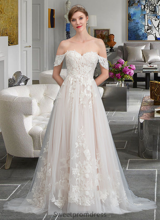 Allisson Ball-Gown/Princess Sweetheart Sweep Train Tulle Wedding Dress DHP0013685