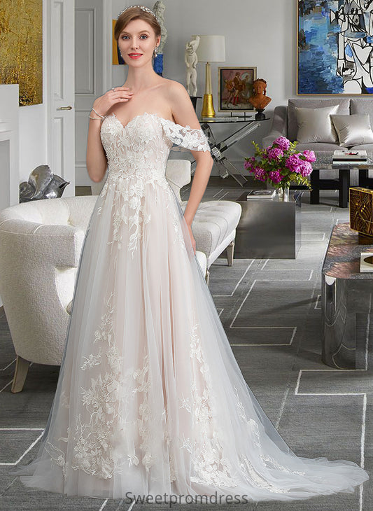 Allisson Ball-Gown/Princess Sweetheart Sweep Train Tulle Wedding Dress DHP0013685