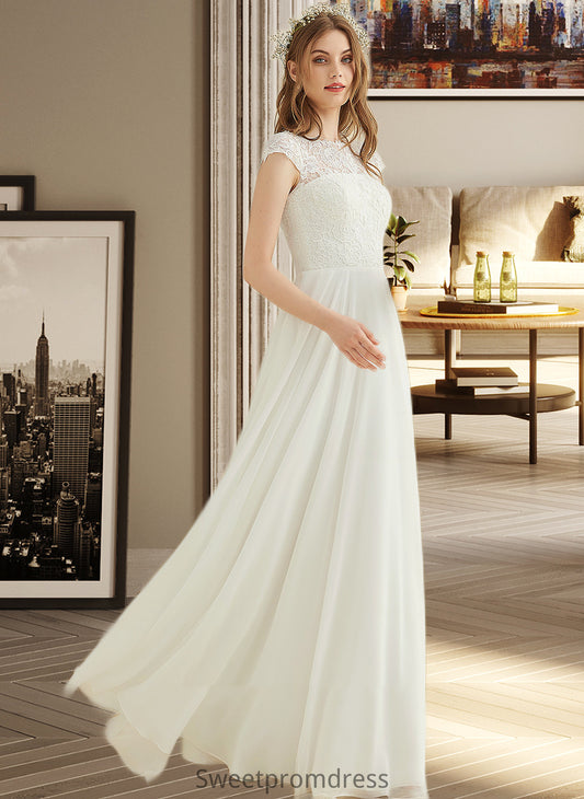 Ava A-Line Floor-Length Chiffon Lace Wedding Dress DHP0013687