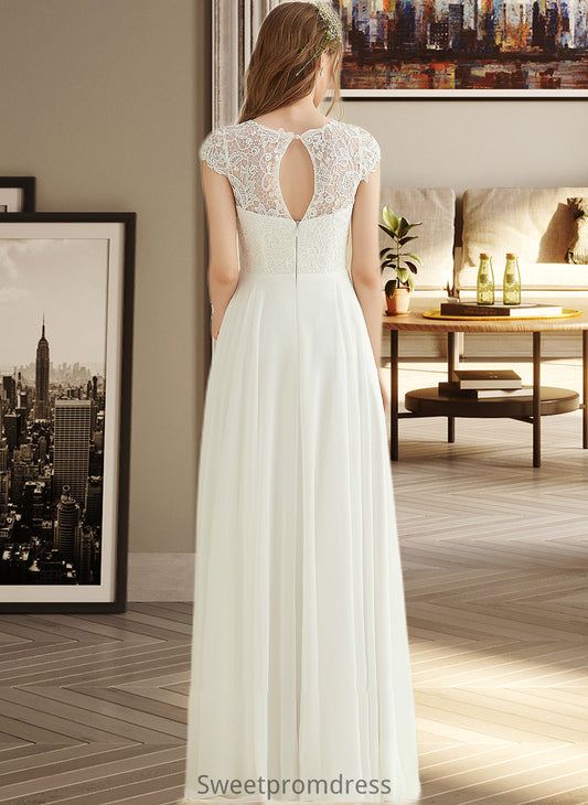 Ava A-Line Floor-Length Chiffon Lace Wedding Dress DHP0013687