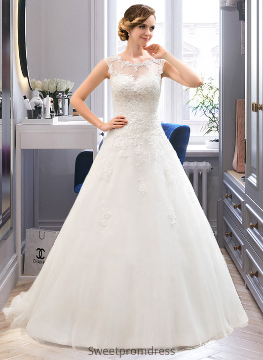 Dahlia Ball-Gown/Princess Illusion Sweep Train Organza Tulle Wedding Dress With Beading Sequins DHP0013719