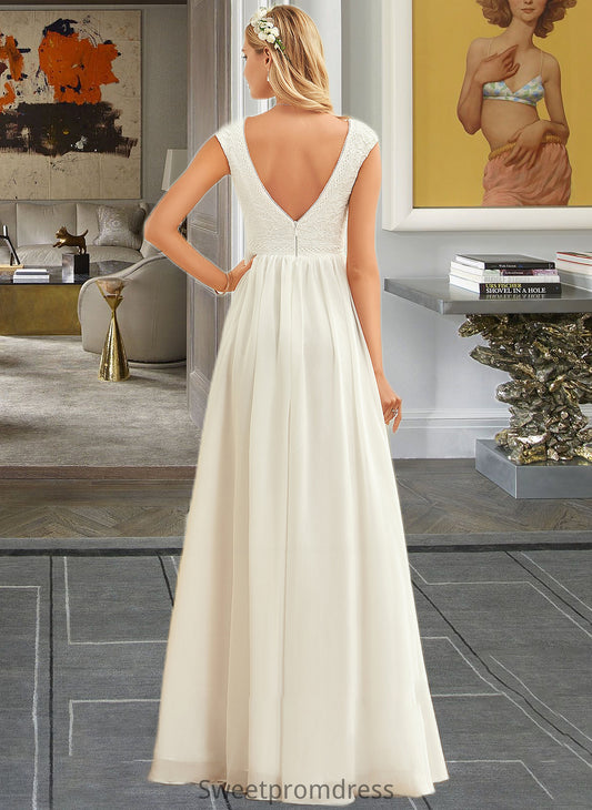 Journey A-Line V-neck Floor-Length Chiffon Lace Wedding Dress DHP0013722