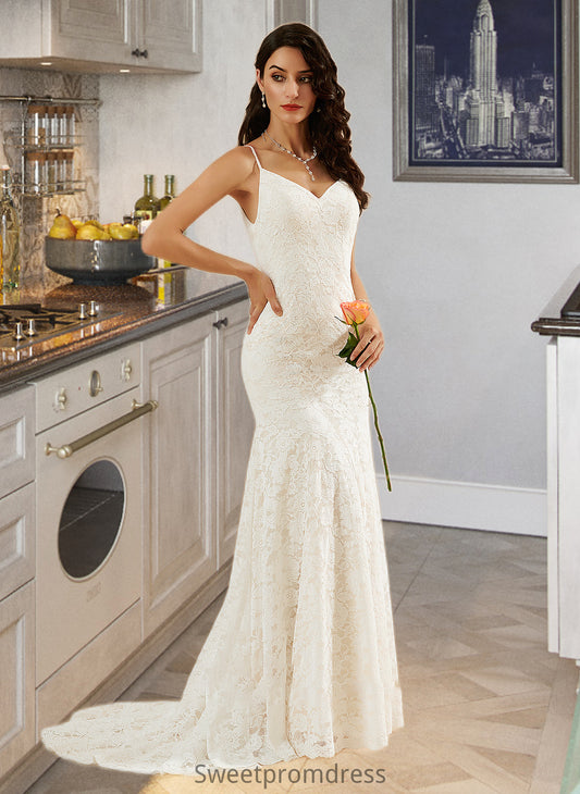 Giselle Trumpet/Mermaid V-neck Court Train Wedding Dress DHP0013725