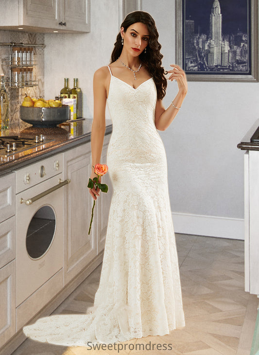 Giselle Trumpet/Mermaid V-neck Court Train Wedding Dress DHP0013725