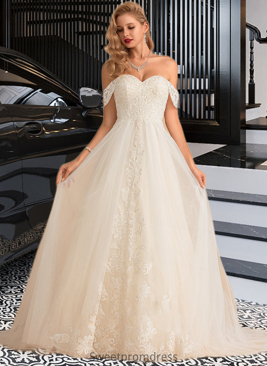 Lizbeth Ball-Gown/Princess Chapel Train Tulle Lace Wedding Dress With Sequins DHP0013726