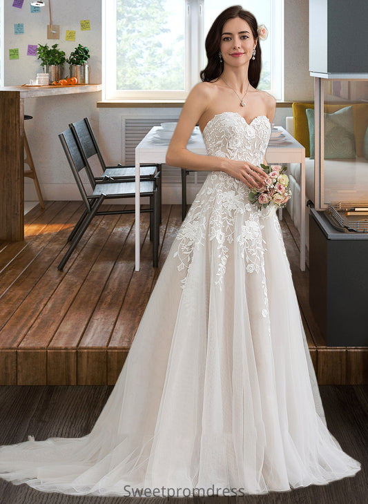 Bianca Ball-Gown/Princess Sweetheart Court Train Tulle Wedding Dress DHP0013732