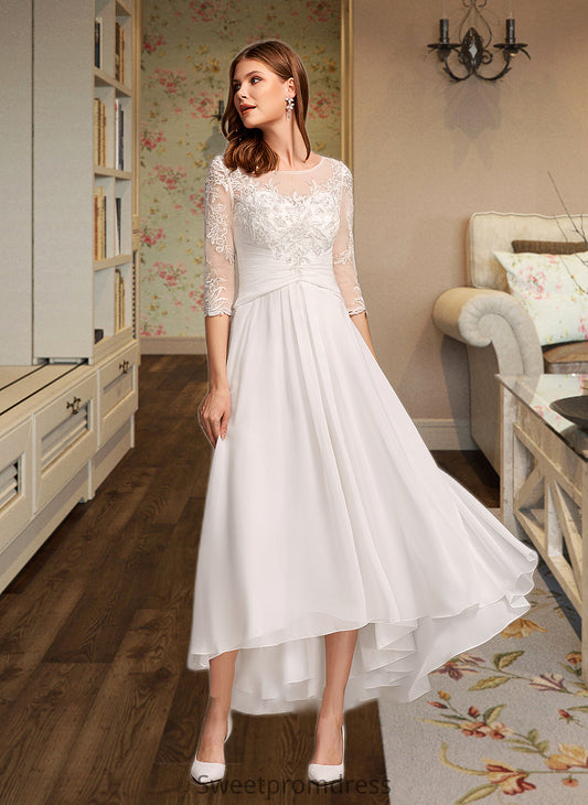 Belinda A-Line Illusion Asymmetrical Wedding Dress With Lace DHP0013749