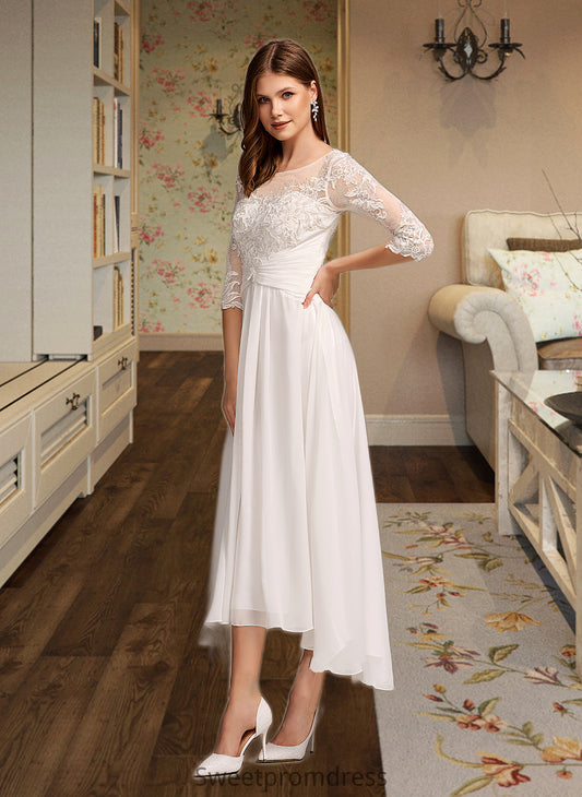 Belinda A-Line Illusion Asymmetrical Wedding Dress With Lace DHP0013749