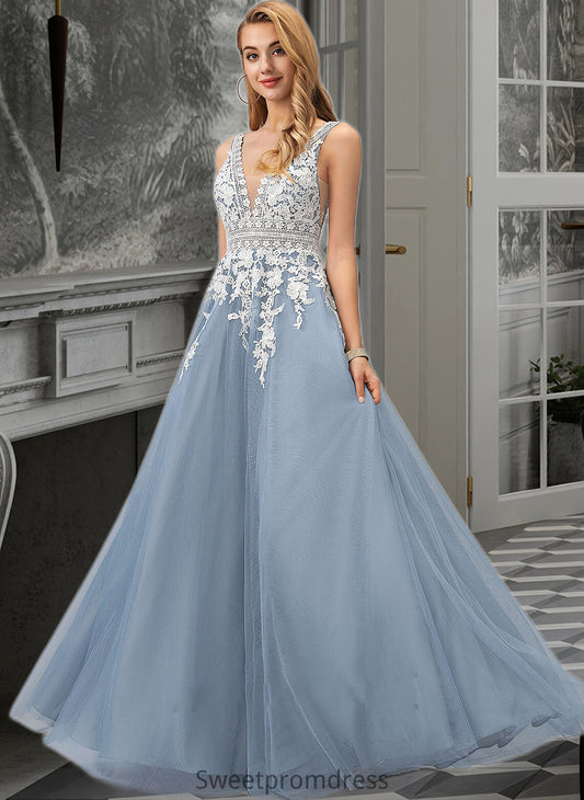 Chanel Ball-Gown/Princess V-neck Floor-Length Tulle Wedding Dress With Lace DHP0013763