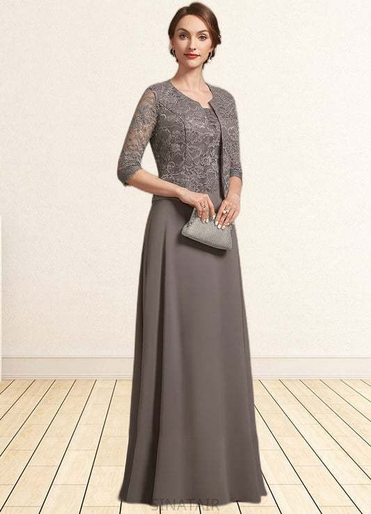 Jaylynn A-Line Square Neckline Floor-Length Chiffon Lace Mother of the Bride Dress DH126P0014904