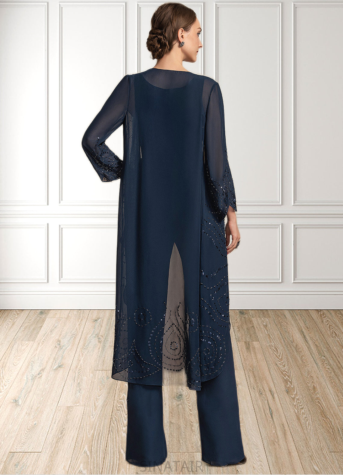 Myah Jumpsuit/Pantsuit Scoop Neck Floor-Length Chiffon Mother of the Bride Dress DH126P0014914