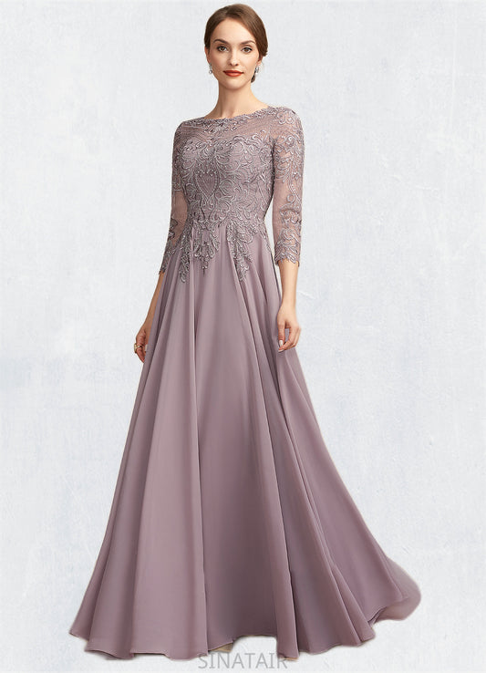 Madelyn A-Line Scoop Neck Floor-Length Chiffon Lace Mother of the Bride Dress With Sequins DH126P0014918