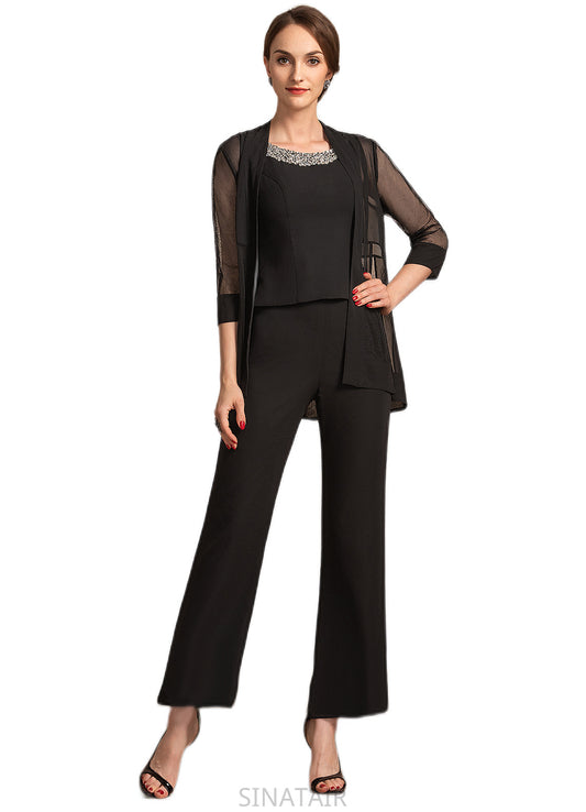 Bella Jumpsuit/Pantsuit Scoop Neck Ankle-Length Chiffon Mother of the Bride Dress With Beading Sequins DH126P0014932