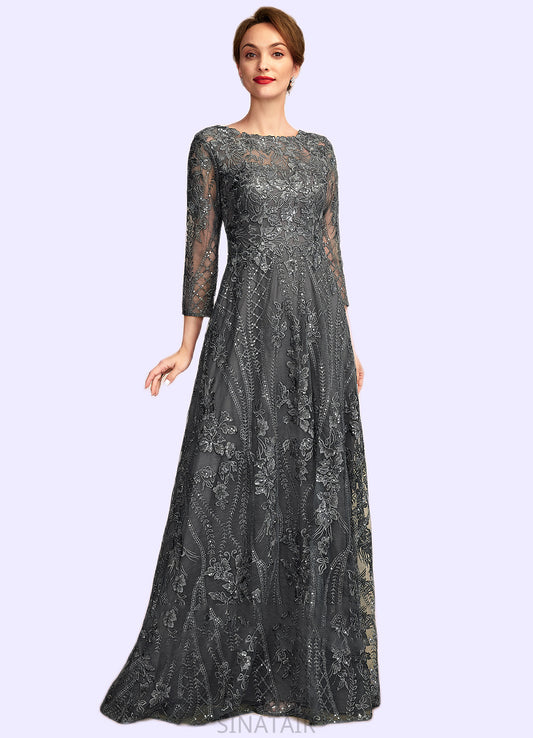 Gabrielle A-Line Scoop Neck Floor-Length Lace Mother of the Bride Dress With Sequins DH126P0014939