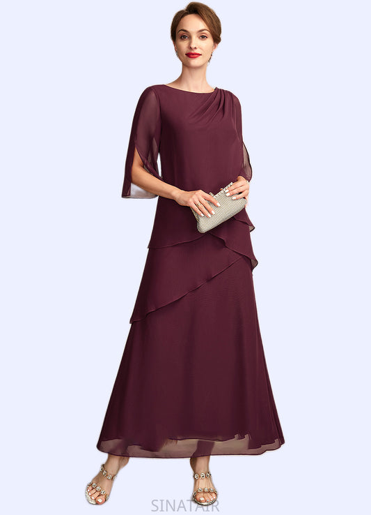 Rhoda A-Line Scoop Neck Ankle-Length Chiffon Mother of the Bride Dress With Cascading Ruffles DH126P0014941