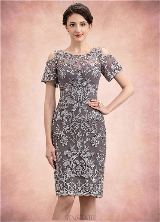 Camila Sheath/Column Scoop Neck Knee-Length Lace Mother of the Bride Dress DH126P0014944