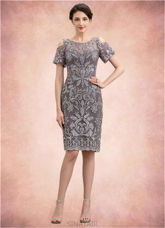 Camila Sheath/Column Scoop Neck Knee-Length Lace Mother of the Bride Dress DH126P0014944