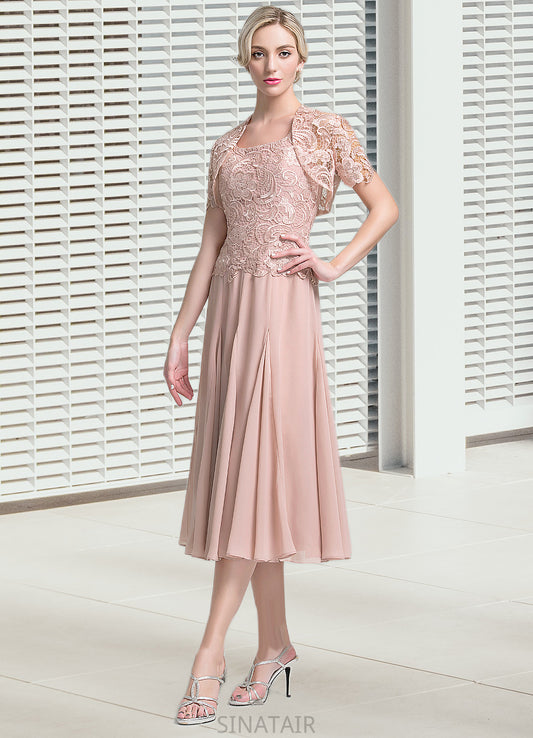 Julissa A-Line Square Neckline Tea-Length Chiffon Mother of the Bride Dress DH126P0014947