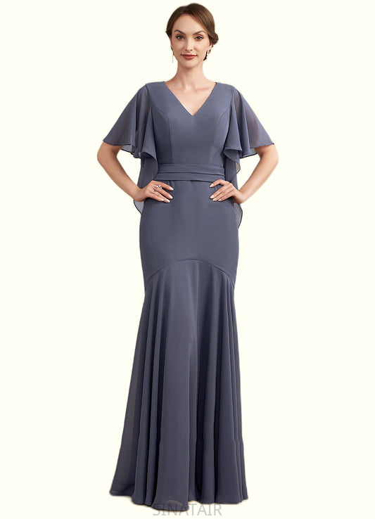 Martha Trumpet/Mermaid V-neck Floor-Length Chiffon Mother of the Bride Dress DH126P0014951