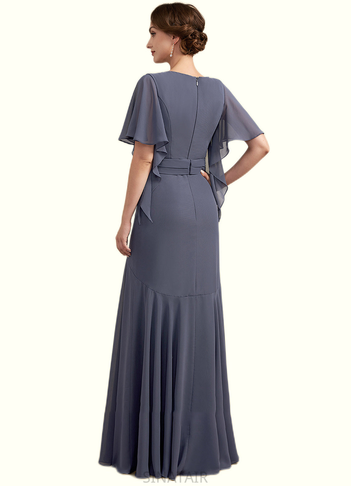 Martha Trumpet/Mermaid V-neck Floor-Length Chiffon Mother of the Bride Dress DH126P0014951