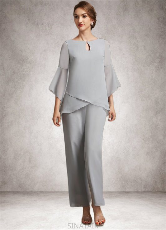 Lila Jumpsuit/Pantsuit Scoop Neck Ankle-Length Chiffon Mother of the Bride Dress DH126P0014958