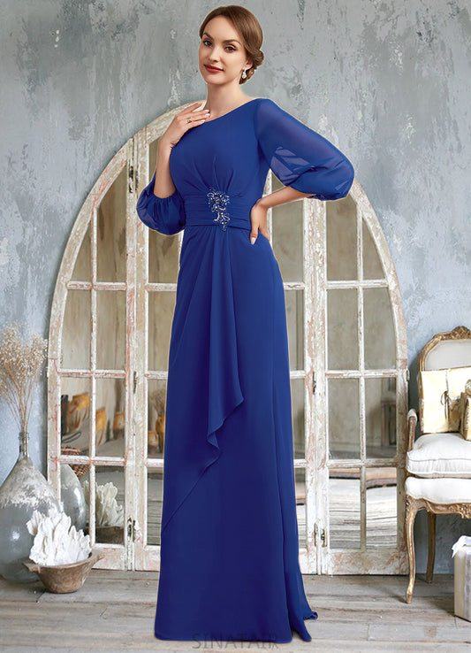 Kierra A-Line Scoop Neck Floor-Length Chiffon Mother of the Bride Dress With Ruffle Beading DH126P0014963