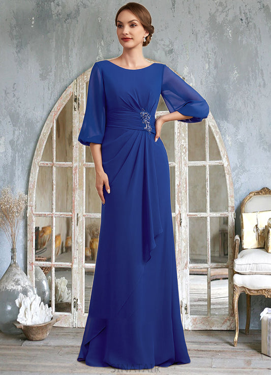 Kierra A-Line Scoop Neck Floor-Length Chiffon Mother of the Bride Dress With Ruffle Beading DH126P0014963