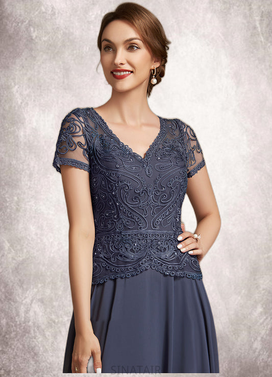 Alena A-Line V-neck Floor-Length Chiffon Lace Mother of the Bride Dress With Sequins DH126P0014964