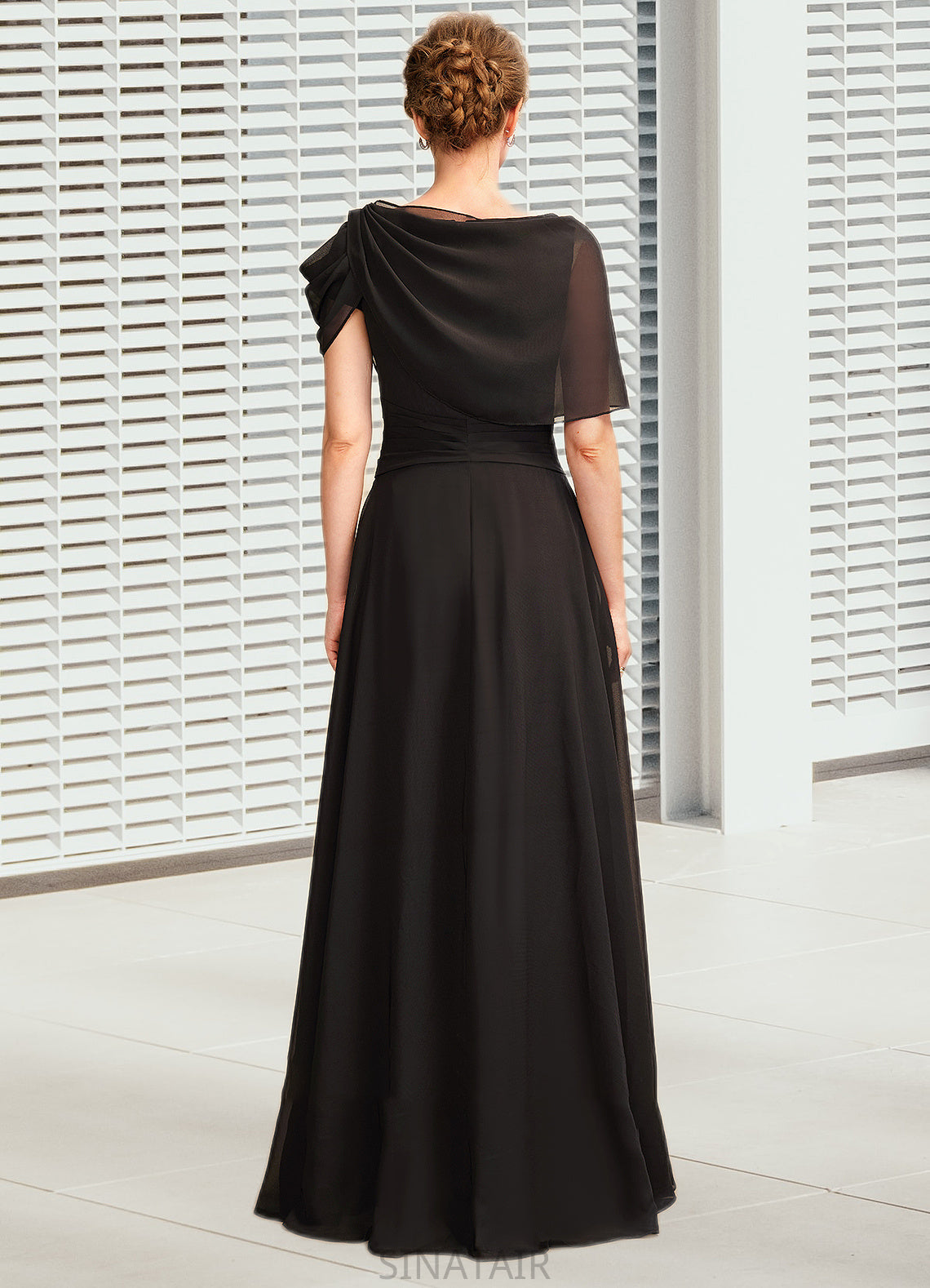 Hanna A-Line Scoop Neck Floor-Length Chiffon Mother of the Bride Dress With Ruffle Beading DH126P0014970