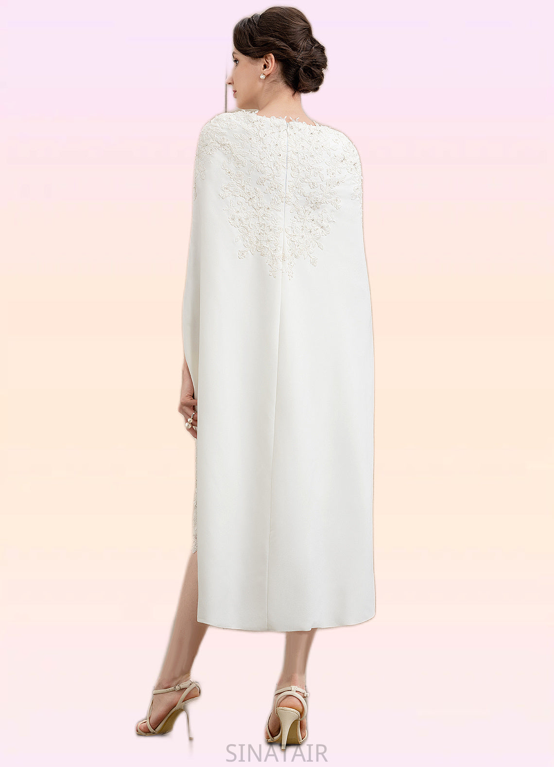 Eliza Sheath/Column Sweetheart Knee-Length Lace Stretch Crepe Mother of the Bride Dress With Beading DH126P0014973