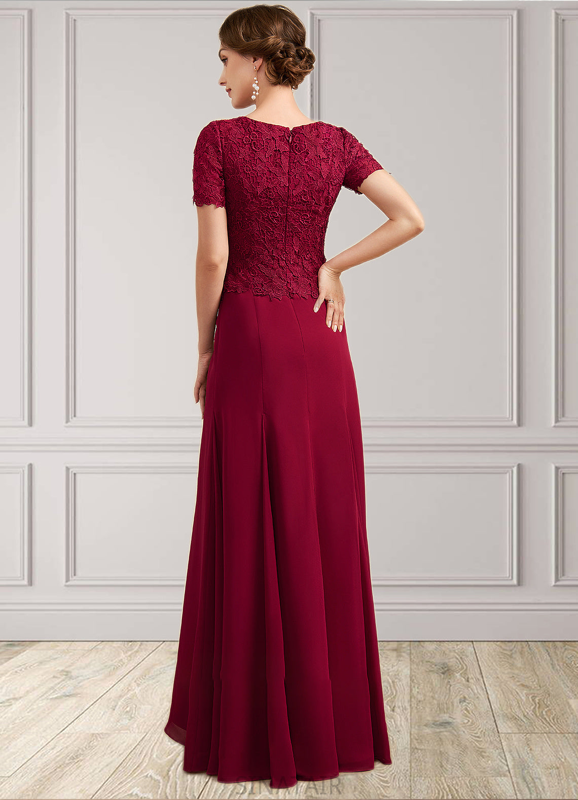 Aurora Trumpet/Mermaid Scoop Neck Floor-Length Chiffon Lace Mother of the Bride Dress DH126P0014979