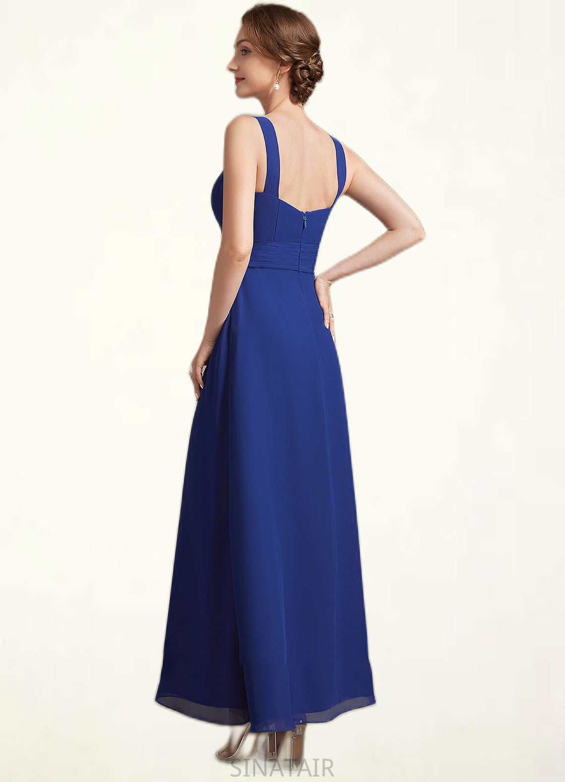 Sharon A-Line Square Neckline Ankle-Length Chiffon Mother of the Bride Dress With Ruffle DH126P0014982