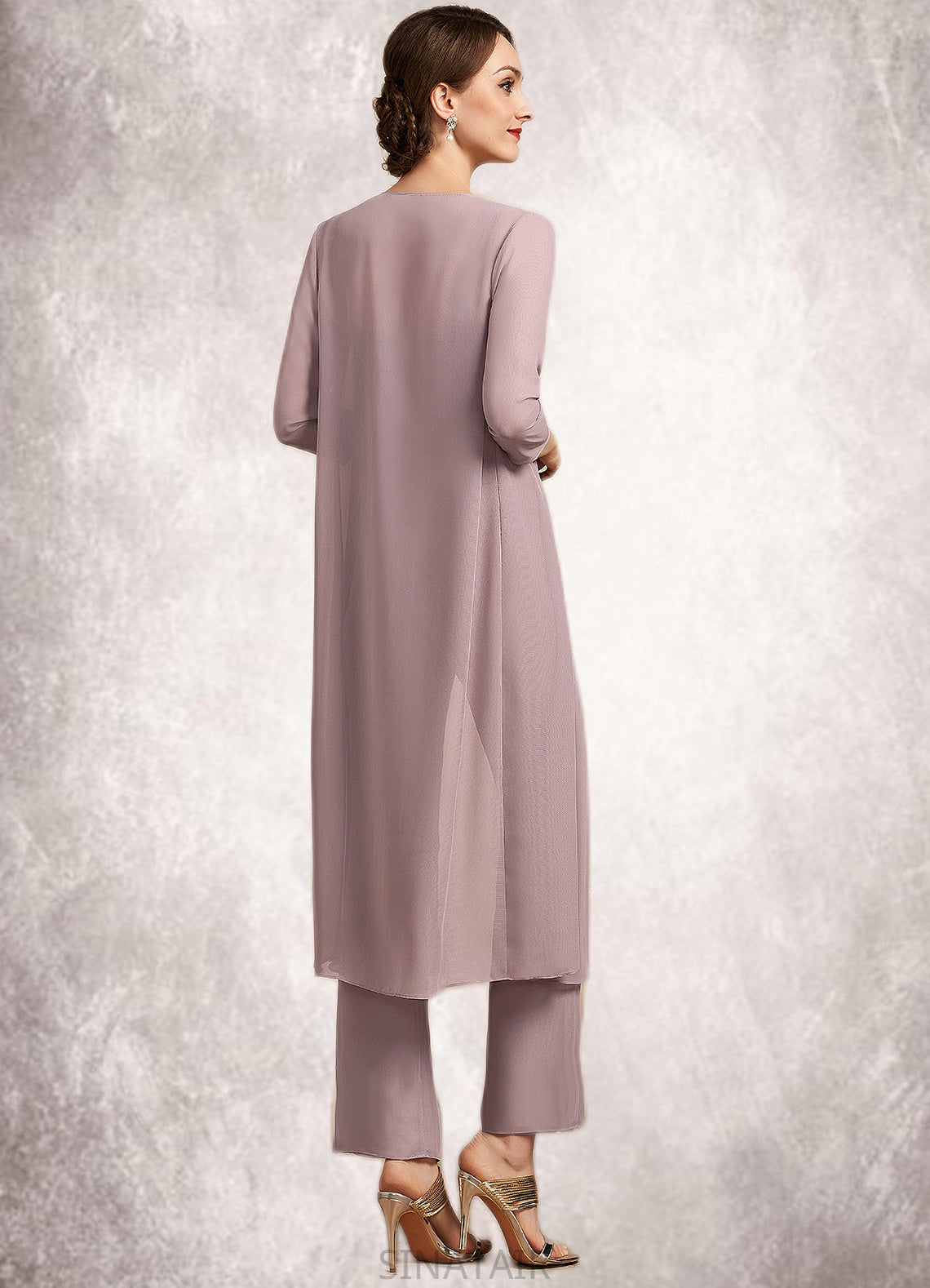 Giovanna Jumpsuit/Pantsuit Square Neckline Ankle-Length Chiffon Mother of the Bride Dress With Ruffle DH126P0014984