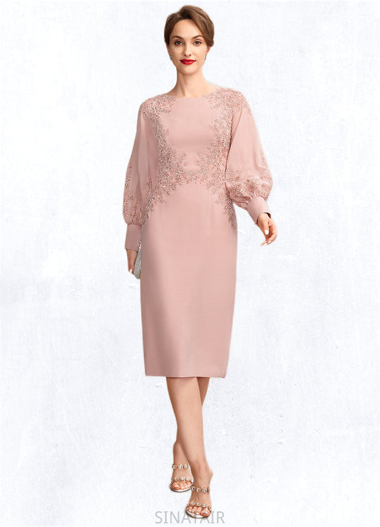 Shyann Sheath/Column Scoop Neck Knee-Length Chiffon Lace Mother of the Bride Dress With Beading Sequins DH126P0015020