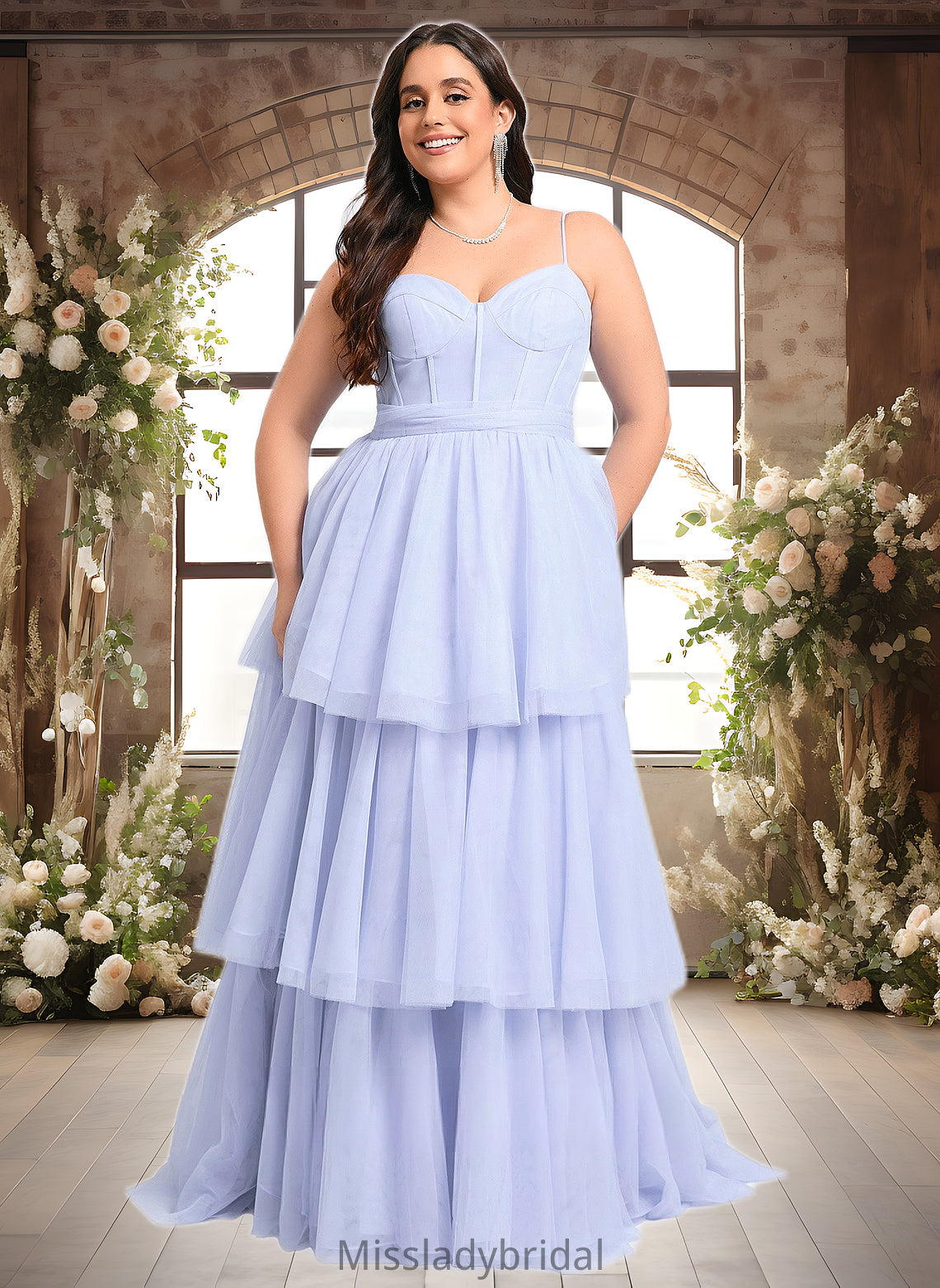 Perla Ball-Gown/Princess Sweetheart Sweep Train Tulle Prom Dresses With Bow DHP0025843