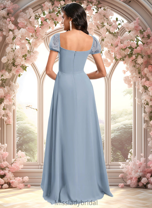 Mariyah A-line Square Floor-Length Chiffon Prom Dresses With Ruffle DHP0025872