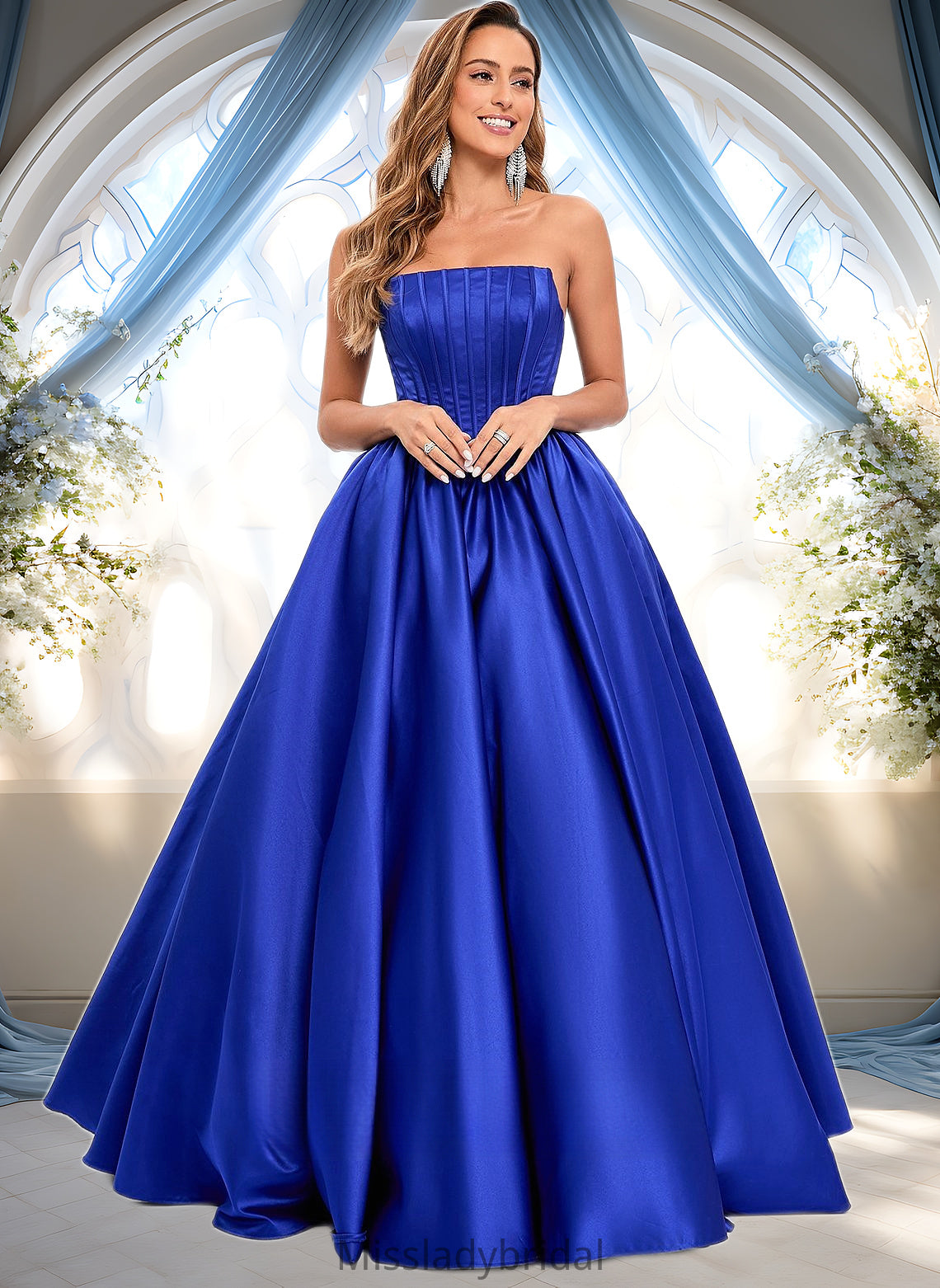 Wendy Ball-Gown/Princess Straight Floor-Length Satin Prom Dresses DHP0025831