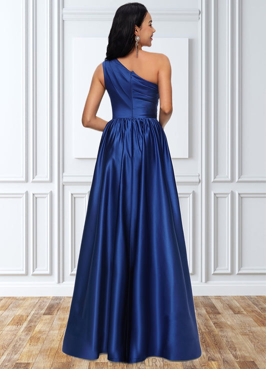 Reina Ball-Gown/Princess One Shoulder Floor-Length Satin Prom Dresses DHP0022201