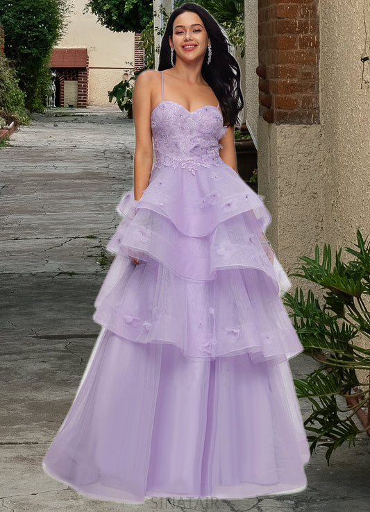 Malia Ball-Gown/Princess Sweetheart Floor-Length Tulle Prom Dresses With Beading Sequins DHP0022204