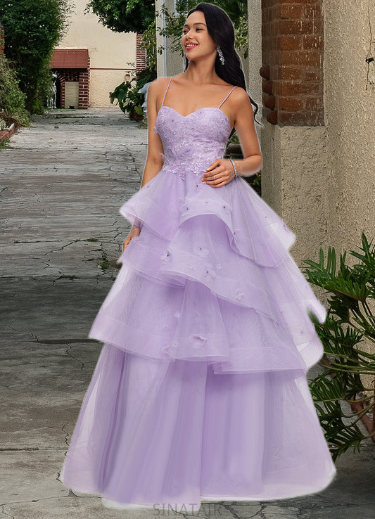 Malia Ball-Gown/Princess Sweetheart Floor-Length Tulle Prom Dresses With Beading Sequins DHP0022204