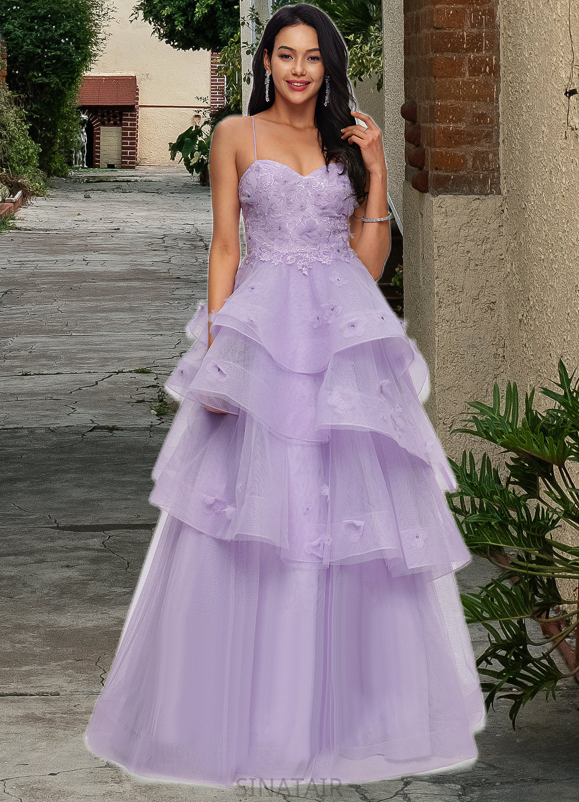 Malia Ball-Gown/Princess Sweetheart Floor-Length Tulle Prom Dresses With Beading Sequins DHP0022204