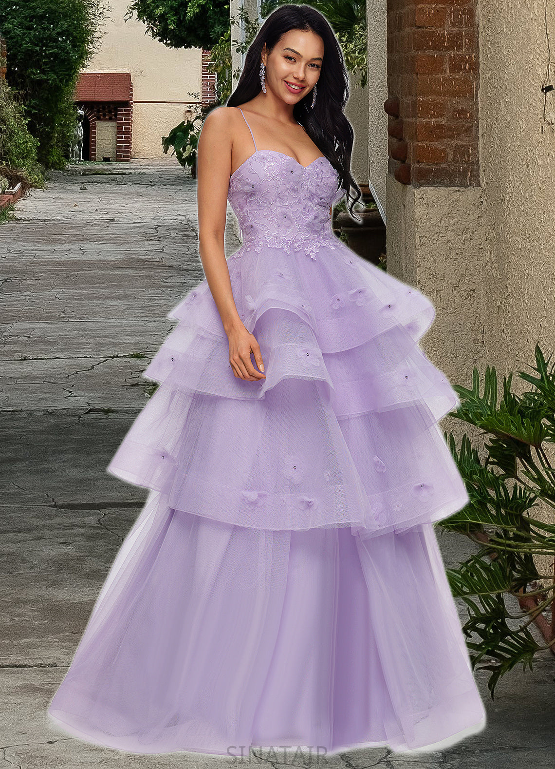 Malia Ball-Gown/Princess Sweetheart Floor-Length Tulle Prom Dresses With Beading Sequins DHP0022204