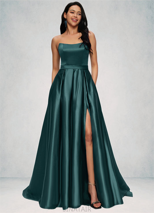 Karissa Ball-Gown/Princess Sweep Train Satin Prom Dresses DHP0022207