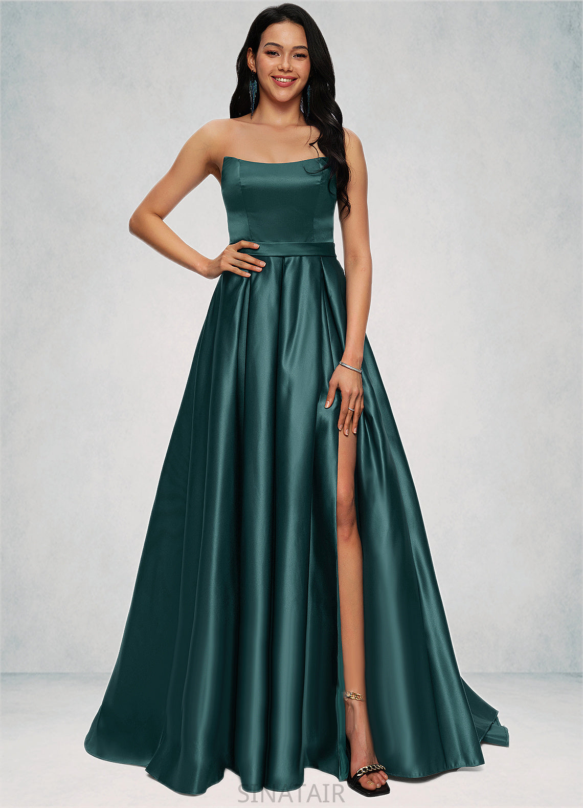 Karissa Ball-Gown/Princess Sweep Train Satin Prom Dresses DHP0022207